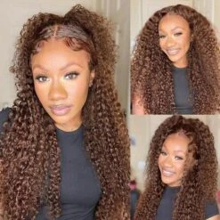 Glueless Ready & Go Wig Curly Hair 8*5 Pre Cut HD Lace Closure Wigs #4 Chocolate Brown Color -Ethereal Hair Shop 700 curly 4 brown lace wig 1