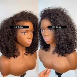 4C Edges Lace Front Bob Wig Glueless Curly Human Hair Wig With Pre Plucked Hairline 220% Density 20 4C Edges Lace Front Bob Wig Glueless Curly Human Hair Wig With Pre Plucked Hairline 220% Density -Ethereal Hair Shop 700 curly bob wig