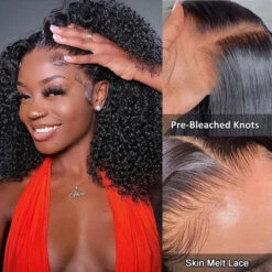 Glueless Wig Curly 8x5 Closure HD Lace Short Bob Wig Pre Cut & Plucked & Bleached -Ethereal Hair Shop 700 curly bob wig 13
