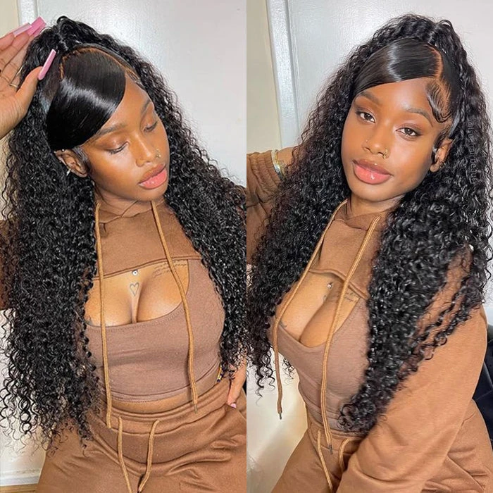 Glueless 13x6 Full Lace Front Wig Curly Hair Invisible HD Lace Human Hair Wigs With Pre Bleached Knots Plucked Hairline 5 Glueless 13x6 Full Lace Front Wig Curly Hair Invisible HD Lace Human Hair Wigs With Pre Bleached Knots Plucked Hairline - Image 3