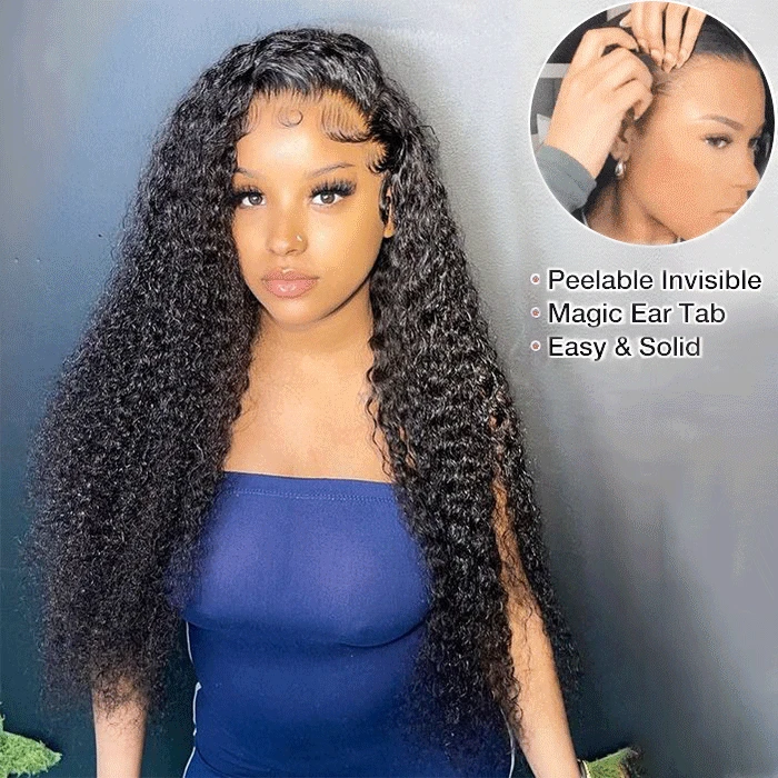 Virgin Brazilian Curly 13x4 HD Lace Ear-to-Ear Frontal Wig Invisible Knots Large & Small Cap Size 220% Density 4 Virgin Brazilian Curly 13x4 HD Lace Ear-to-Ear Frontal Wig Invisible Knots Large & Small Cap Size 220% Density - Image 2