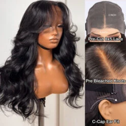 Face-Framing Curtain Bangs Body Wave Glueless 13x4 HD Lace Front Wigs Human Hair 220% Density -Ethereal Hair Shop 700 curtain bangs body wave lace wig 10 8e5d9178 1feb 4abb 8a55 540b891eb5a1