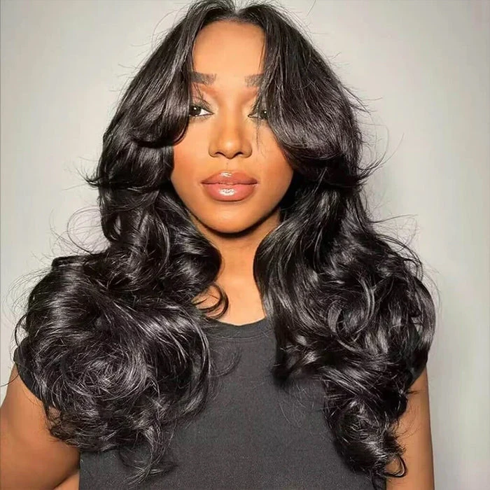 Loose Body Wave Curtain Bangs Human Hair Wigs 180% Density Bleached Knots Put On Go® Glueless Wigs 7 Loose Body Wave Curtain Bangs Human Hair Wigs 180% Density Bleached Knots Put On Go® Glueless Wigs - Image 5