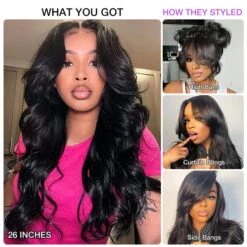 Curtain Bangs Wigs Body Wave 13x4/13x6 Glueless HD Lace Human Hair Wigs With Pre Bleached Knots -Ethereal Hair Shop 700 curtain bangs body wave lace wig 8 2ae17765 5d21 4d71 9bb4 3772e46276b2