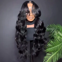 300% Density Face-Framing Curtain Bangs Body Wave Glueless 13x4 HD Lace Front Wigs Human Hair -Ethereal Hair Shop 700 curtain bangs body wave wig 6