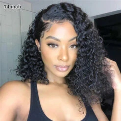 Put On Go® Glueless Deep Wave Bob Wig 8x5 Closure HD Lace Huma Hair Pre Cut Lace & Plucked & Bleached -Ethereal Hair Shop 700 deep wave bob wig 15
