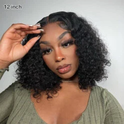 Put On Go® Glueless Deep Wave Bob Wig 8x5 Closure HD Lace Huma Hair Pre Cut Lace & Plucked & Bleached -Ethereal Hair Shop 700 deep wave bob wig 16