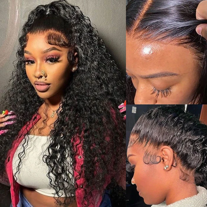 Deep Wave Snug Fit 360 Lace Frontal Wig 100 Human Hair Wigs For Women Pre Bleached Knots 11 Deep Wave Snug Fit 360 Lace Frontal Wig 100 Human Hair Wigs For Women Pre Bleached Knots - Image 9