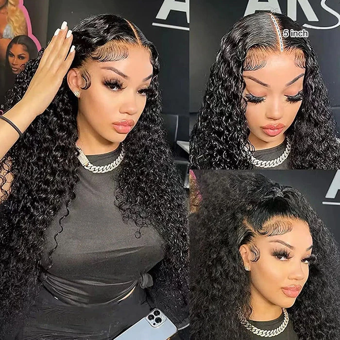 Deep Wave 5x5 HD Transparent Lace Closure Wigs Glueless Human Hair Wig With Bleached Knots 7 Deep Wave 5x5 HD Transparent Lace Closure Wigs Glueless Human Hair Wig With Bleached Knots - Image 5