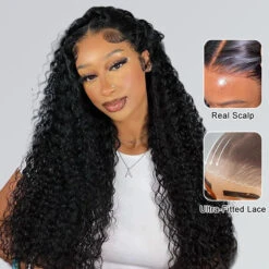Put On Go® Glueless Deep Wave 8x5 HD Lace Closure Wig Invisible Knots Large & Small Cap Size -Ethereal Hair Shop 700 deep wave skin melt hd lace wig 27