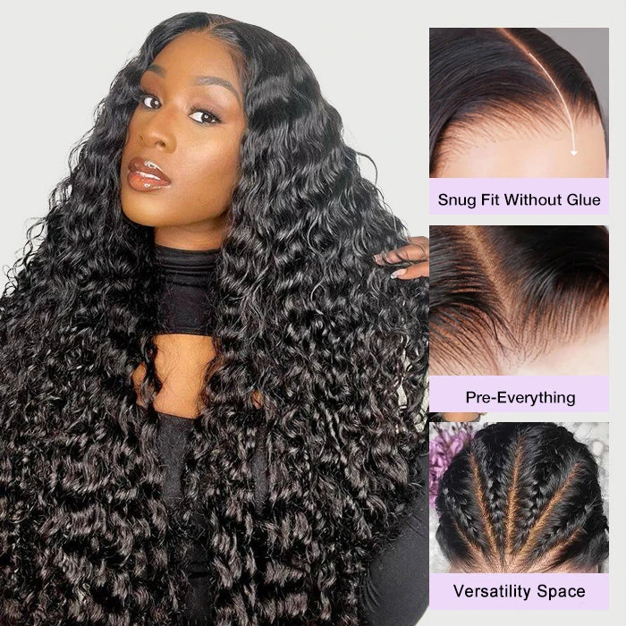 Deep Wave 4x4 HD Lace Closure Wig Pre Cut & Plucked & Bleached Put On Go® Glueless Wig Beginner Friendly 10 Deep Wave 4x4 HD Lace Closure Wig Pre Cut & Plucked & Bleached Put On Go® Glueless Wig Beginner Friendly - Image 8