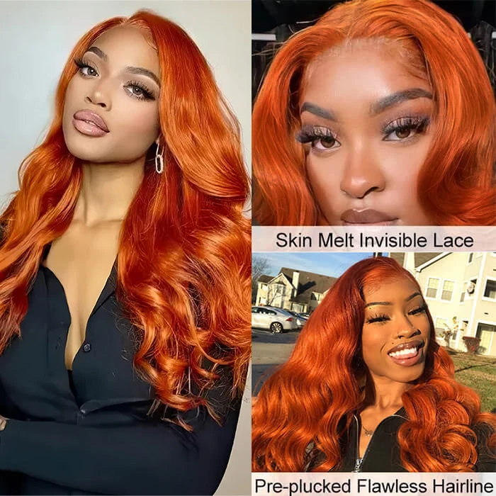 Ginger Orange Wig 4x4/5x5 Transparent HD Lace Human Hair Wigs Pre Plucked Hairline 180% Density 5 Ginger Orange Wig 4x4/5x5 Transparent HD Lace Human Hair Wigs Pre Plucked Hairline 180% Density - Image 3