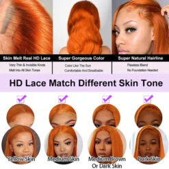 Ginger Color 13x4 HD Lace Front Wig Body Wave Colored Human Hair Wigs Pre Plucked Hairline -Ethereal Hair Shop 700 ginger lace wig 12 1