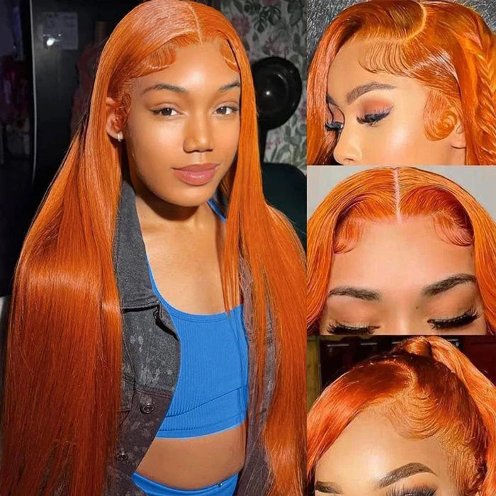Ginger Orange Wig 4x4/5x5 Transparent HD Lace Human Hair Wigs Pre Plucked Hairline 180% Density 11 Ginger Orange Wig 4x4/5x5 Transparent HD Lace Human Hair Wigs Pre Plucked Hairline 180% Density - Image 9