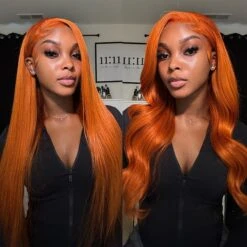 Ginger Orange Wig 4x4/5x5 Transparent HD Lace Human Hair Wigs Pre Plucked Hairline 180% Density 18 Ginger Orange Wig 4x4/5x5 Transparent HD Lace Human Hair Wigs Pre Plucked Hairline 180% Density -Ethereal Hair Shop 700 ginger lace wig 14