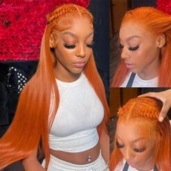 Orange Ginger 13X6 Full Lace Front Human Hair Wigs With Baby Hair Lace Wigs For Women -Ethereal Hair Shop 700 ginger lace wig 6