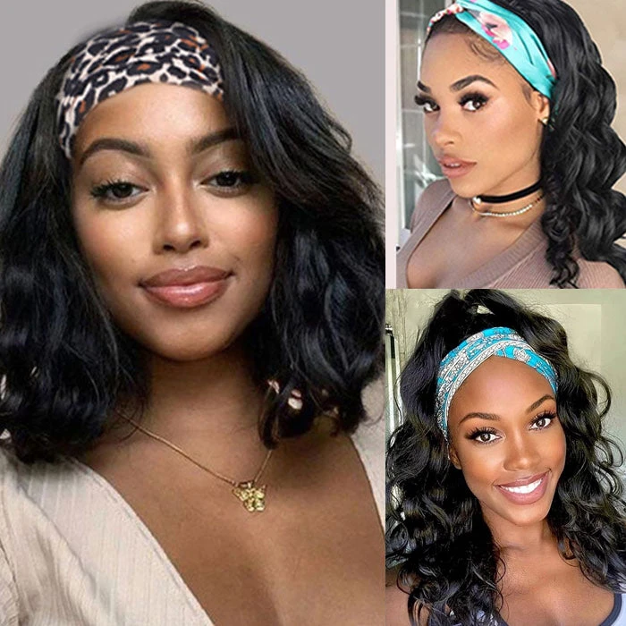 220% Density Body Wave Hair Headband Bob Wig Glueless Human Hair Half Wig 5 220% Density Body Wave Hair Headband Bob Wig Glueless Human Hair Half Wig - Image 3