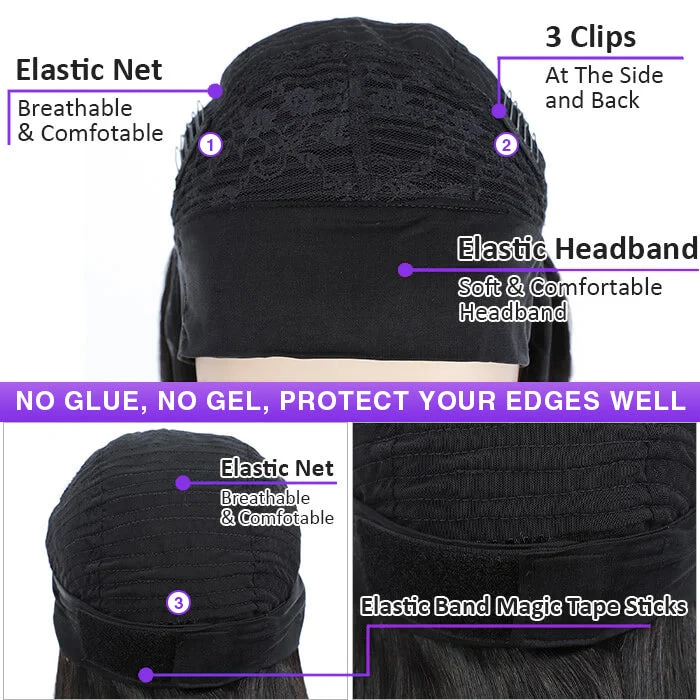 220% Density Body Wave Hair Headband Bob Wig Glueless Human Hair Half Wig 9 220% Density Body Wave Hair Headband Bob Wig Glueless Human Hair Half Wig - Image 7