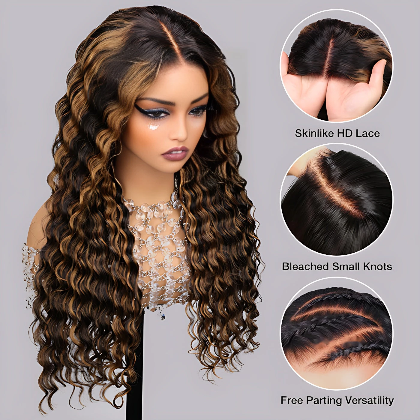 1B/30 Balayage Highlight Deep Wave 13X6 Full HD Lace Frontal Human Hair Wigs 10 1B/30 Balayage Highlight Deep Wave 13X6 Full HD Lace Frontal Human Hair Wigs - Image 8