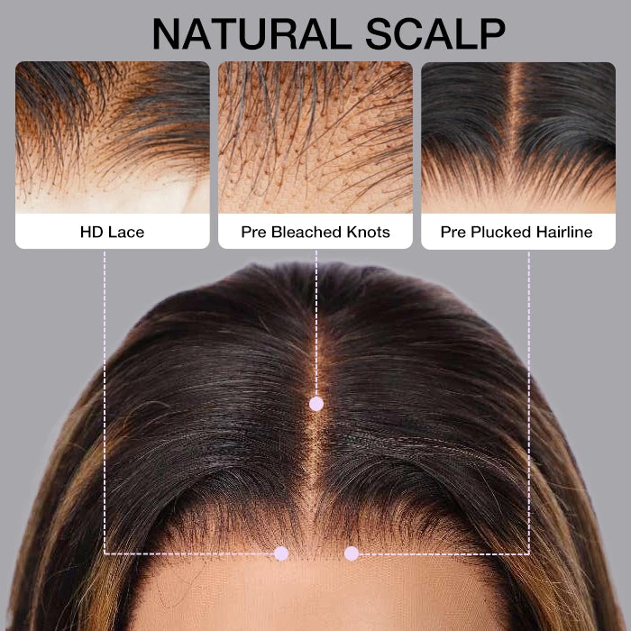 Balayage Highlight 1B/30 Straight Pre Plucked Natural Hairline 13x6 Full Lace Frontal Human Hair Wigs 8 Balayage Highlight 1B/30 Straight Pre Plucked Natural Hairline 13x6 Full Lace Frontal Human Hair Wigs - Image 6