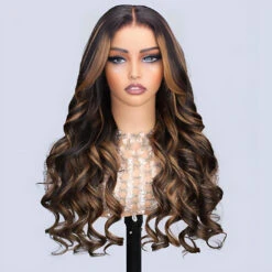 1B/30 Balayage Highlight Colored Body Wave 13x6 HD Lace Frontal Pre Plucked Human Hair Wigs