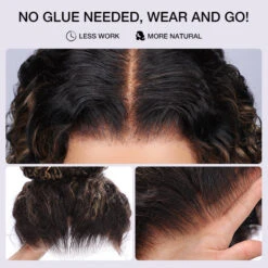 M1b/27 Blonde Highlight Curly Wigs Invisi-String Snug Fit 360 HD Lace Frontal Virgin Human Hair Wig For Women -Ethereal Hair Shop 700 highlight 360 lace wig 30