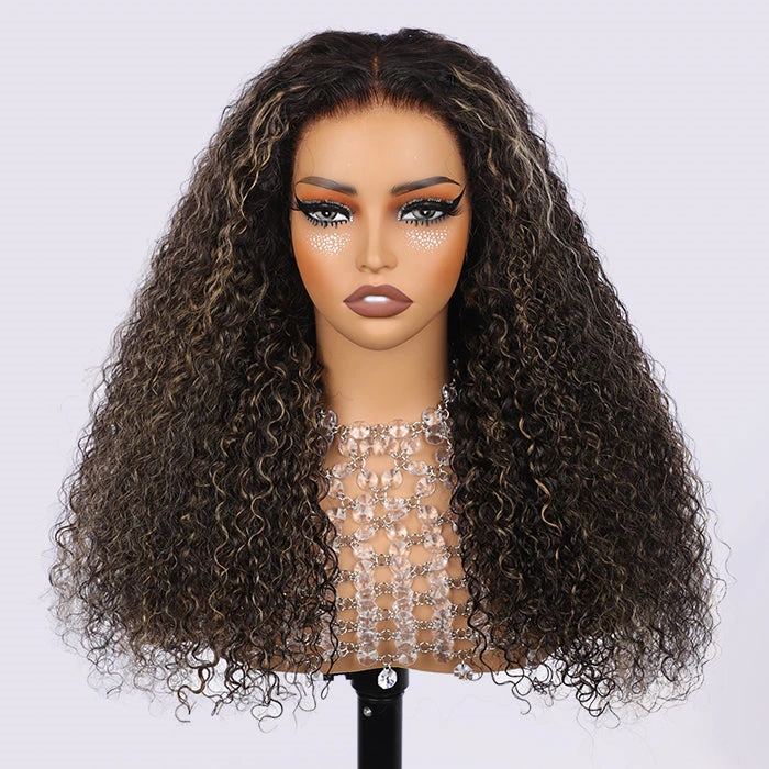 C-Shape Ear Design M1B/27 Blonde Highlights Curly Glueless 8x5 HD Lace Wig 100% Human Hair 11 C-Shape Ear Design M1B/27 Blonde Highlights Curly Glueless 8x5 HD Lace Wig 100% Human Hair - Image 9