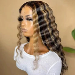 Blonde Highlight 8*5 Pre Cut HD Lace Closure Wigs Glueless Ready & Go Wig #MB/27 Color -Ethereal Hair Shop 700 highlight 8 5 pre cut lace wig 3