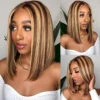 P4/27 Highlight Short Bob Wigs 13x4/13x6 Lace Front Human Hair Wigs With Baby Hair Pre Plucked With Natural Hairline -Ethereal Hair Shop 700 highlight bob wig 22