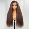 #4 Chocolate Brown 4C Edges Hairline Kinky Straight Wig Glueless Human Hair Wigs Super Realistic Natural