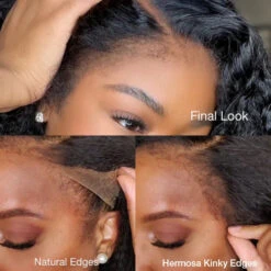Kinky Edges Hairline Glueless Kinky Straight HD Lace Front Human Hair Wigs Pre Bleached -Ethereal Hair Shop 700 kinky straight 4c wig 2 1