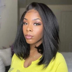 Kinky Straight Human Hair Glueless Lace Human Hair Wigs Pre Cut Bob Lace Wigs -Ethereal Hair Shop 700 kinky straight bob wig 12 a2e82979 5de4 465c bca5 8f423547c7f5