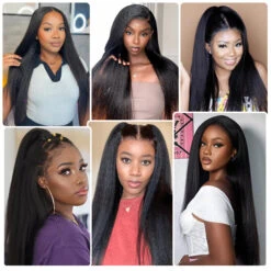 Kinky Straight 5x5 Invisible HD Lace Glueless Wig Pre-Plucked Natural Hairline With Bleached Invisible Knots -Ethereal Hair Shop 700 kinky straight lace wig 20