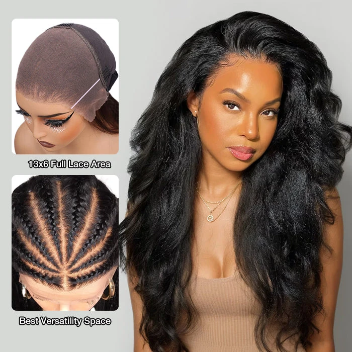 Kinky Straight Human Hair 13x6 Glueless Undetectable HD Lace Front Wigs For Women Pre Bleached And Pre Plucked Hairline 4 Kinky Straight Human Hair 13x6 Glueless Undetectable HD Lace Front Wigs For Women Pre Bleached And Pre Plucked Hairline - Image 2