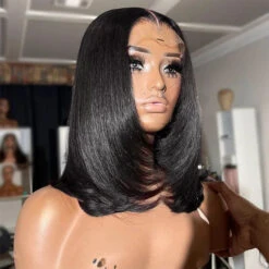 Glueless Layered Cut Straight Bob Lace Front Human Hair Wigs Ombre Highlight Colored Lace Frontal Wig -Ethereal Hair Shop 700 layered cut straight bob wigjpg 7