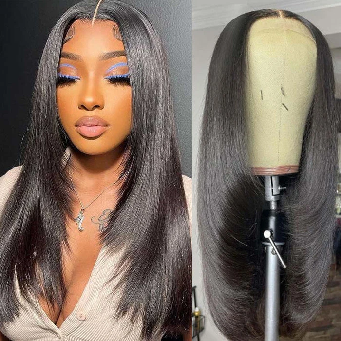 Hermosa Layered Cut Pre-plucked Glueless 13x4 Frontal Lace Wig 100% Human Hair Wigs 10 Hermosa Layered Cut Pre-plucked Glueless 13x4 Frontal Lace Wig 100% Human Hair Wigs - Image 8