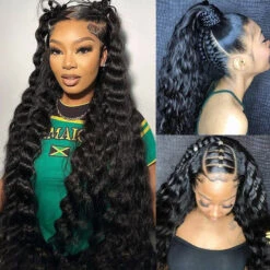 Loose Deep Wave Invisible-String Snug Fit 360 Lace Front Wigs Pre Plucked HD Lace Human Hair Crimped Wigs -Ethereal Hair Shop 700 loose deep wave invisi string lace wig 1