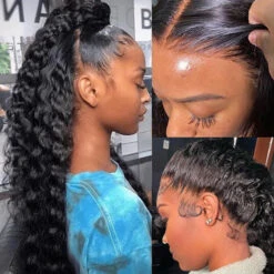 Loose Deep Wave Invisible-String Snug Fit 360 Lace Front Wigs Pre Plucked HD Lace Human Hair Crimped Wigs -Ethereal Hair Shop 700 loose deep wave invisi string lace wig 3