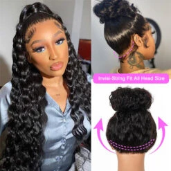 Loose Deep Wave Invisible-String Snug Fit 360 Lace Front Wigs Pre Plucked HD Lace Human Hair Crimped Wigs -Ethereal Hair Shop 700 loose deep wave invisi string lace wig 4