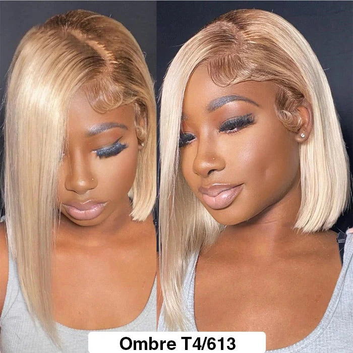 Ombre 613 Blonde Straight Bob Lace Front Wig 13X4 Lace Front Human Hair Wigs For Women 4 Ombre 613 Blonde Straight Bob Lace Front Wig 13X4 Lace Front Human Hair Wigs For Women - Image 2
