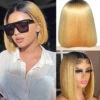 Ombre Honey Blonde Straight Hair Glueless 13x4 Lace Front Bob Wigs 1 Ombre Honey Blonde Straight Hair Glueless 13x4 Lace Front Bob Wigs -Ethereal Hair Shop 700 ombre blondeibob wig 5