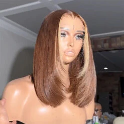 Glueless Layered Cut Straight Bob Lace Front Human Hair Wigs Ombre Highlight Colored Lace Frontal Wig -Ethereal Hair Shop 700 ombre highlight layered cut straight bob wigjpg 8