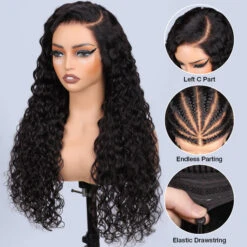 Glueless Water Wave 13x6 Full Frontal HD Lace C Part Pre Everything Invisi Drawstring Wig -Ethereal Hair Shop 700 pull go wig 24