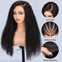 180% Density Curly Pre Everything Invisi Drawstring Wig 13x6 HD Lace Frontal C Part Glueless Wig -Ethereal Hair Shop 700 pull go wig 26