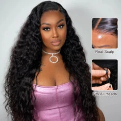 Glueless Water Wave 13x6 Full Frontal HD Lace C Part Pre Everything Invisi Drawstring Wig -Ethereal Hair Shop 700 pull go wig 34