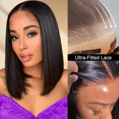 Put On And Go Glueless 4x4/5x5 Pre Cut HD Lace Straight Bob Wigs With Pre Bleached -Ethereal Hair Shop 700 ready go bob wig 10 660e2495 e647 4a11 956b edbf94b3b9bd