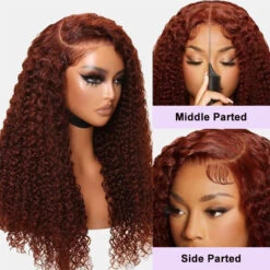Reddish Brown Curly 13×4 Pre Cut HD Lace Front Human Hair Wigs 150% 180% 220% Density -Ethereal Hair Shop 700 ready go bob wig 39
