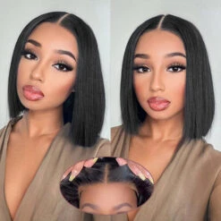 Put On And Go Glueless 8x5 Pre Cut HD Lace 220% Density Straight Bob Wigs With Pre Plucked & Pre Bleached -Ethereal Hair Shop 700 ready go bob wig 4