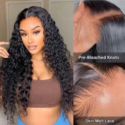 Glueless Wig Human Hair Water Wave Wigs Pre Cut 8x5 HD Lace Closure Wigs For Beginners Pre Plucked Pre Bleached -Ethereal Hair Shop 700 ready go wig 102