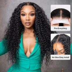 Put On Go® Glueless Deep Wave 8x5 HD Lace Closure Wig Invisible Knots Large & Small Cap Size -Ethereal Hair Shop 700 ready go wig 105